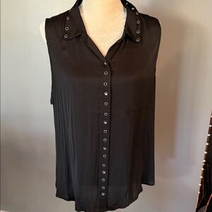 Rock & Republic Black Sleeveless Blouse with grommets
